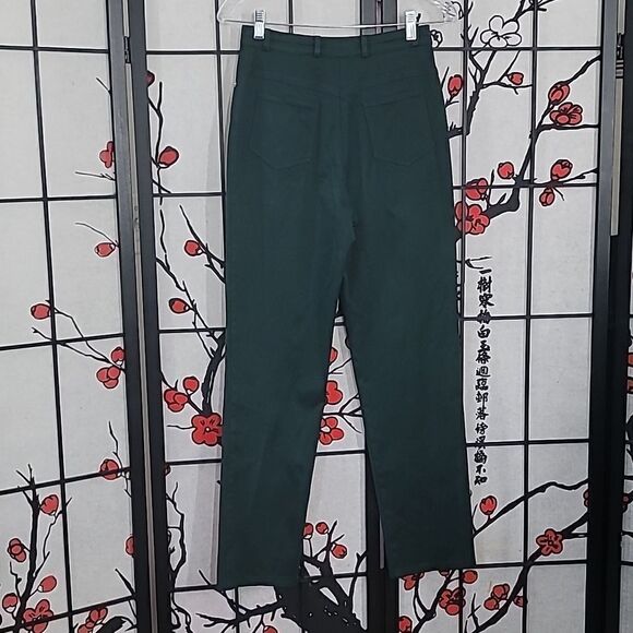 St John Sport Green Velvet Twill Jean Pants Gold Logo Womens Size 2 - Picture 8 of 10